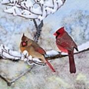Cardinals In The Snow Art Print