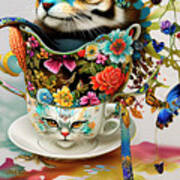 Cats In A Cup 2 Ginette In Wonderland  Decorative Art Art Print