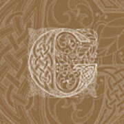 Celtic Letter G Monogram Art Print