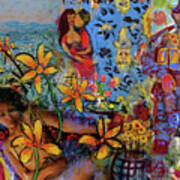 Chagall, Bonnard, A Naked Lady, Flowers And A Soldier Digital Pa Art Print