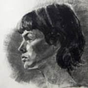 Charcoal Portrait Of A Young Woman Art Print