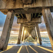 Chasing The Light Under The Pier Art Print