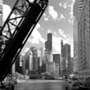 Chicago Skyline Raised River Bridge Art Print