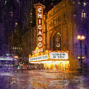 Chicago Theater Reflections Art Print