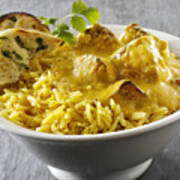 Chicken Passanda Curry, Pilau Rice And Naan Bread Art Print