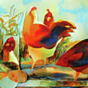 Chicken Puzzler Art Print