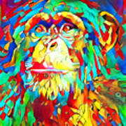 Chimpanzee In Vibrant Painterly Colors 20200516 Art Print