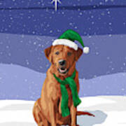 Christmas Dog Fox Red Labrador Retriever Art Print