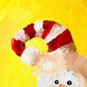 Christmas Ornament Cane Y Cade Hat On Snowman Art Print