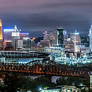 Cincinnati Skyline At Night Photo Art Print