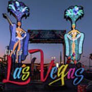 City Of Las Vegas Sign At Dusk Post Card Art Print