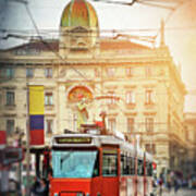 City Trams Of Milan Italy Art Print