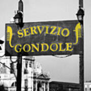 Classic Servizio Gondole Sign - Gondola Service - Venice Italy C Art Print
