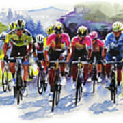 Climbing Forever The Yellow Jersey Group Art Print