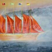 Clipper Ship In The Mist Art Print