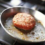 Close-up Of Hamburger Meat Being Cooked. Art Print