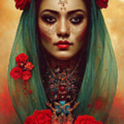 Closeup  Portrait  Of  Beautiful  Mexican  Queen  Of  Th  4fe6ce64  5481  4142  Ae54  E451d4f6a147 Art Print