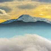 Cloud Bank And Sunrise On The Cayambe Volcano Art Print