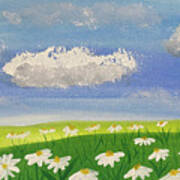 Clouds And Daises Art Print