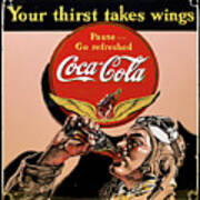 Cocacola Aviator Vintage Sign Art Print