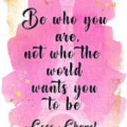 Coco Chanel quote pink watercolor Poster by Mihaela Pater - Fine