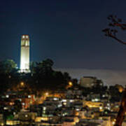 Coit Tower By Night Art Print