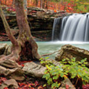 Colorful Autumn At Falling Water Falls Arkansas Art Print