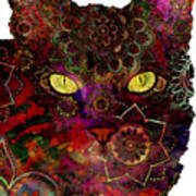 Colorful Cat With Mandalas Art Print