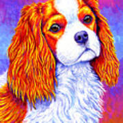 Colorful Cavalier King Charles Spaniel Dog Art Print