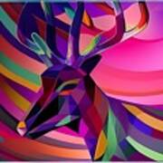 Colorful Deer With Horns Art Print