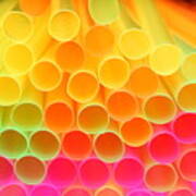 Colorful Drinking Straw - Shallow Focus Art Print