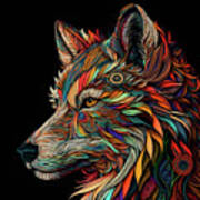 Colorful Fox Art Art Print