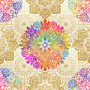 Colorful Gold Mandala Pattern Art Print
