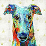 Colorful Greyhound Dog Art - Sharon Cummings Art Print