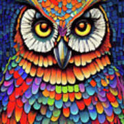 Colorful Mosaic Owl Art Print