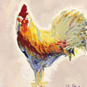 Colorful Rooster Painting - -  It's Time To Wake Up Art Print
