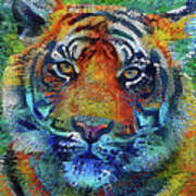 Colorful Tiger Mosaic Art Art Print