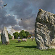 Ancient Stone - Colour Photo Of Avebury Neolithic Stone Circle, Art Print
