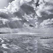 Combers Beach And Sunrays Black And White Art Print