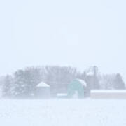 Cool Pastels - Pastel Colored Farm Buildings In A Wisconsin Snowstorm Art Print