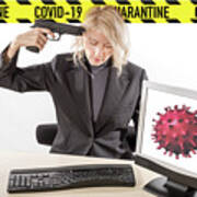 Coronavirus Suicide Businesswoman Art Print