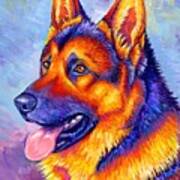Courageous Partner - Colorful German Shepherd Dog Art Print