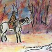 Cowboy In The Woods Art Print