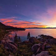 Crescent Moon Sunset, Lake Tahoe Art Print