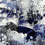 Crystalized Indigo Blue And White Abstract Art Print