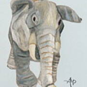 Cuddly Elephant Watercolor Art Print