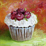 Cupcake With Roses Art Print