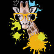 Cute Giraffe With Glasses Womens Animal Lover Kids T-Shirt by