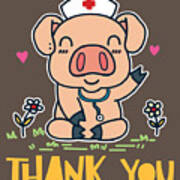 Cute Piggy Nurse - Funny Nursing Sticker by Sandra Frers - Pixels