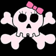Cute Pink Skull And Bones Art Print